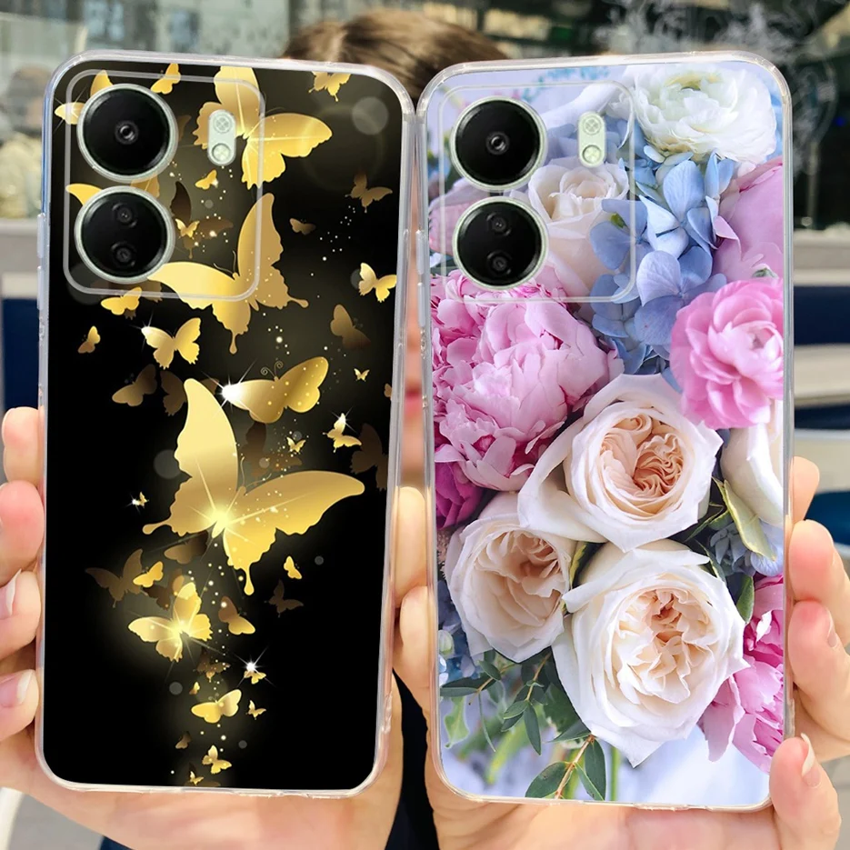 Funda de TPU suave para teléfono Xiaomi, carcasa bonita con diseño de mariposa y gato para Xiaomi Redmi 13C, Redmi13C, PocoC65, parachoques de 6,74 pulgadas - imagen 2