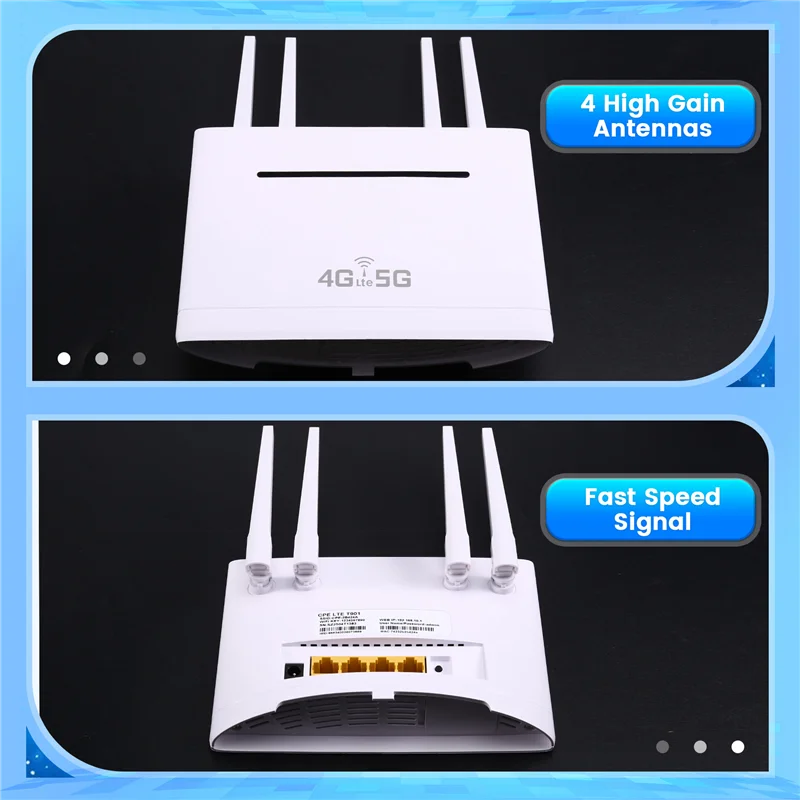 Enrutador WIFI 4G, enrutador doméstico inalámbrico de 300Mbps, 4 antenas externas, enrutador Wifi con tarjeta SIM 4G