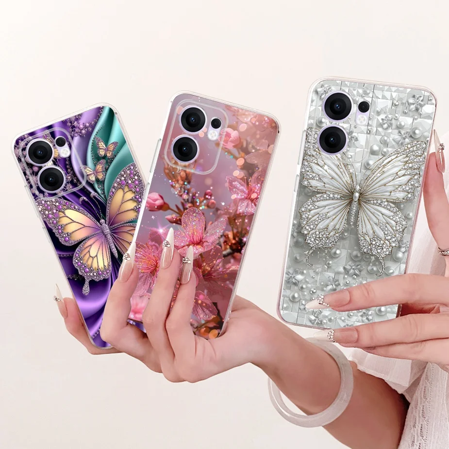 Para Oppo Reno 13F 5G funda Reno13 FS funda pintada de mariposa de lujo funda de silicona suave para Oppo Reno 13 Pro Reno13 F Reno13F bolsas - imagen 3