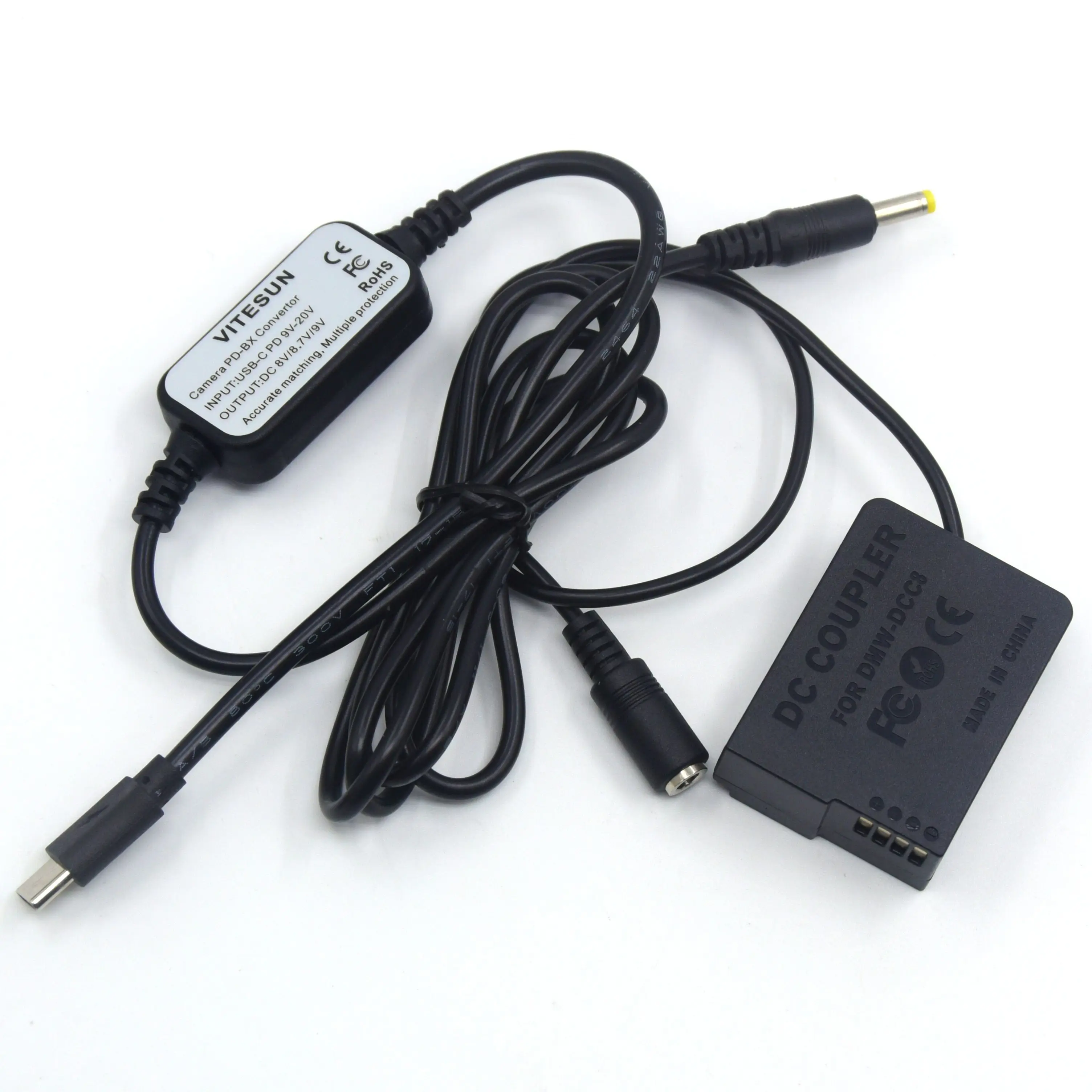 Batería simulada BLC12, acoplador CC DCC8 completamente decodificado, Cable USB C a CC para Lumix DMC-GH2 2K 2S FZ200 FZ300 FZ1000 FZ2000 GX8 G6 G7 - imagen 2