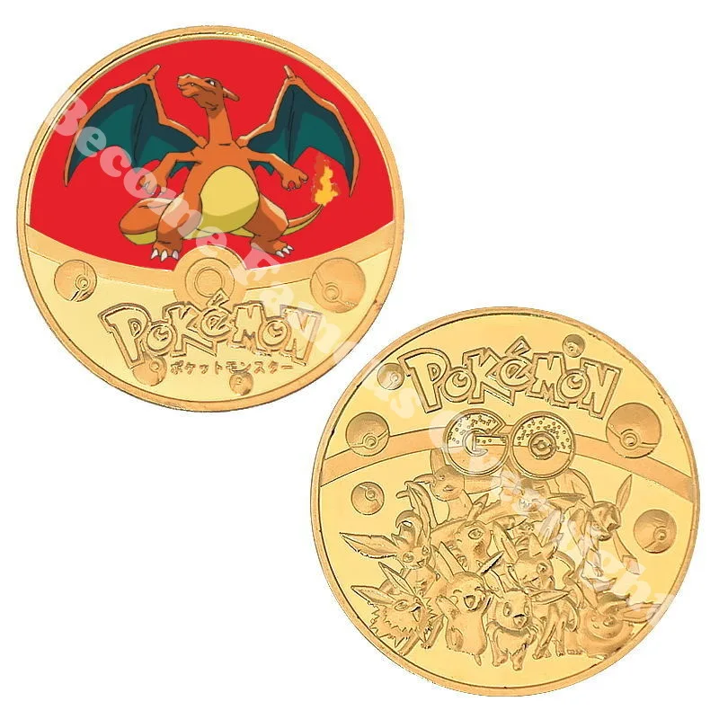 Pokemon Anime chapado en oro juego de monedas de oro moneda conmemorativa Pikachu Mewtwo Charizard colección de juegos de monedas de oro regalo para niños - imagen 4