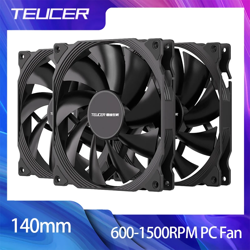 TEUCER 140mm 600-1500RPM ventilador con cubierta de alto rendimiento 4Pin PWM Control de temperatura inteligente regulación de velocidad ventilador del chasis ventiladores de PC