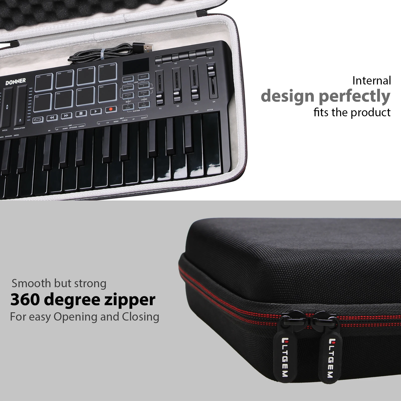 LTGEM MIDI Funda para Donner DMK 25 PRO MIDI Controlle Bolsa de transporte de almacenamiento Accesorios para controlador de teclado MIDI - imagen 5