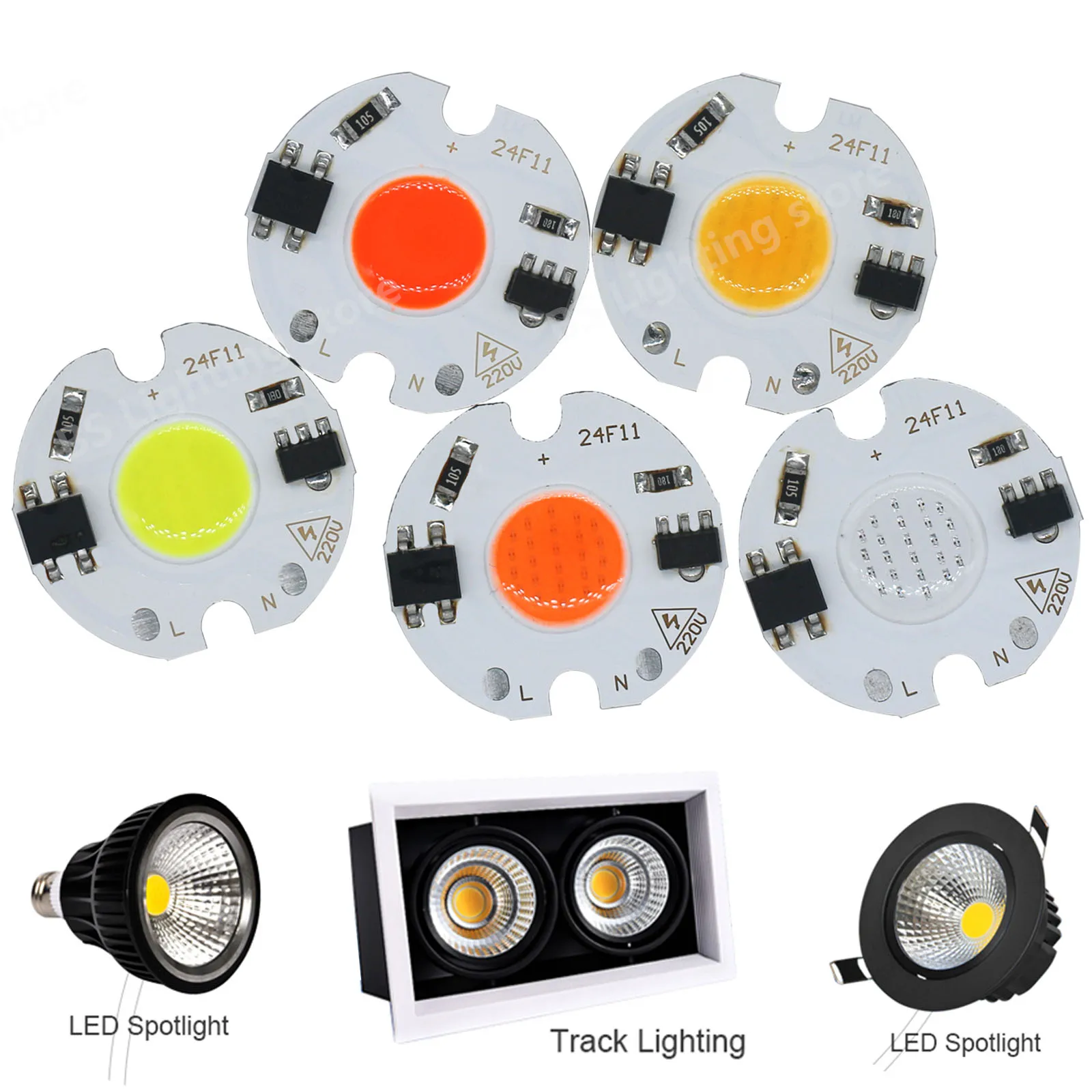 Chip LED COB de 3W, 5W, 7W, 220V, sin necesidad de controlador, lámpara IC inteligente, fuente de luz de cuentas LED para foco de diodo LED, luz de seguimiento, rojo y blanco - imagen 5
