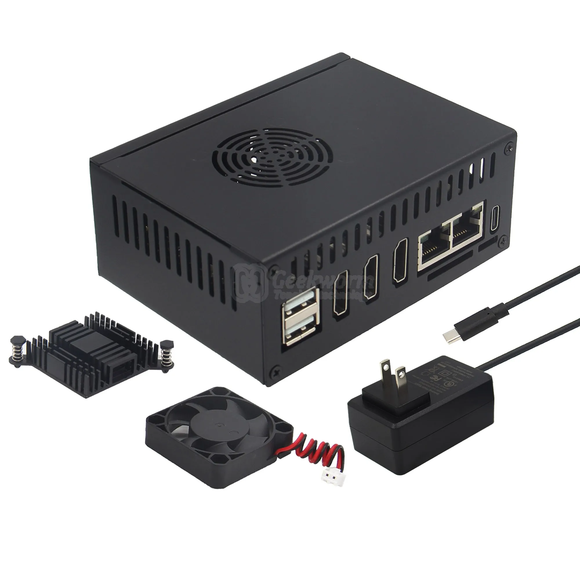 Orange Pi 5 Plus Case(N508) con ventilador de refrigeración 4010, disipadores de calor de aluminio de 10mm y adaptador de corriente 5V 4A 20W - imagen 2