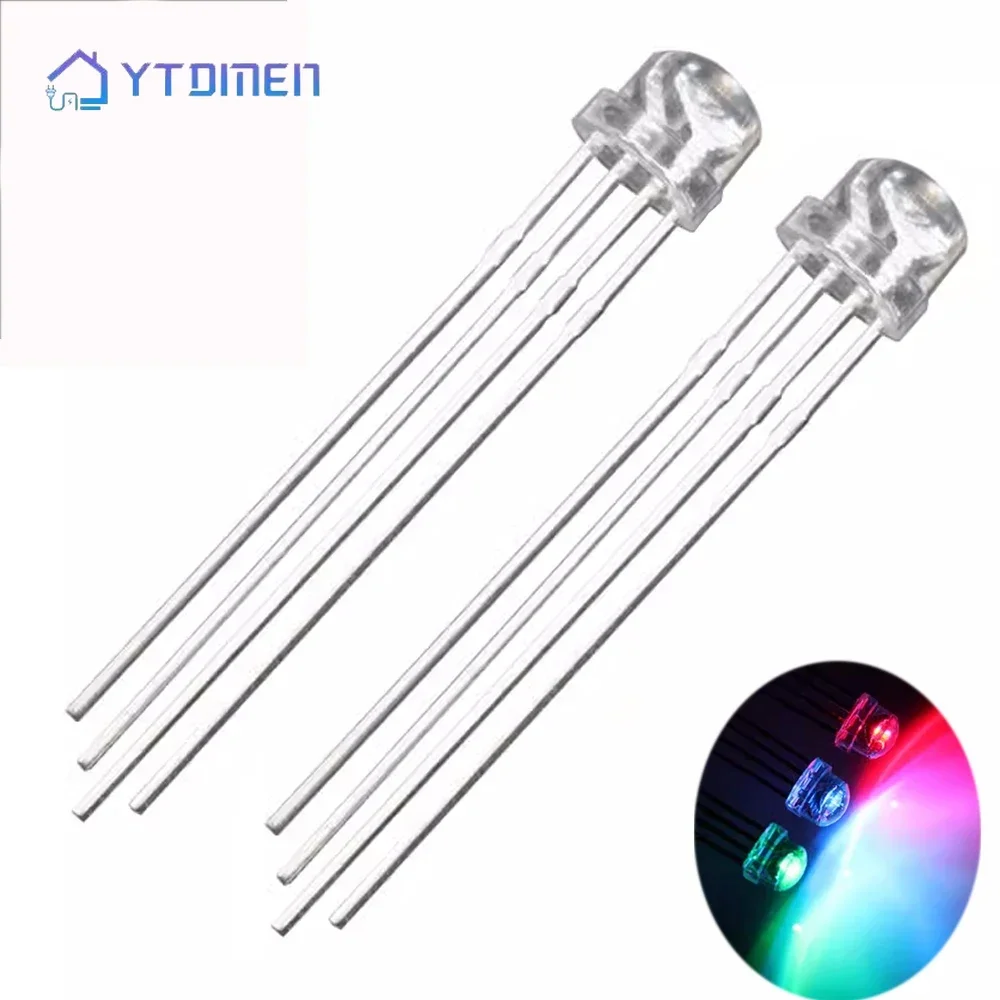 Diodos LED RGB multicolores, indicadores de ánodo común de 5mm, 8mm y 10mm para diseño de circuitos electrónicos, proyectos Arduino DIY, 10-100 Uds.