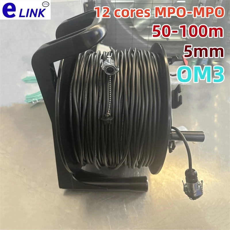 Cable de conexión de fibra óptica blindado MPO OM3 12C TPU multimodo RUIKO tipo B 100m 50m60m 80m90m con tambor 12 núcleos impermeable FTTH - imagen 3