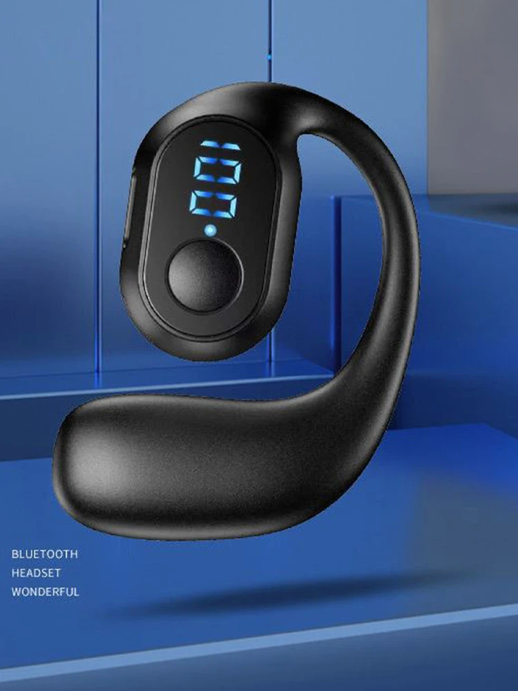 Auriculares inalámbricos intrauditivos, audífonos deportivos con pantalla digital monoaural, cancelación de ruido, batería de larga duración - imagen 4