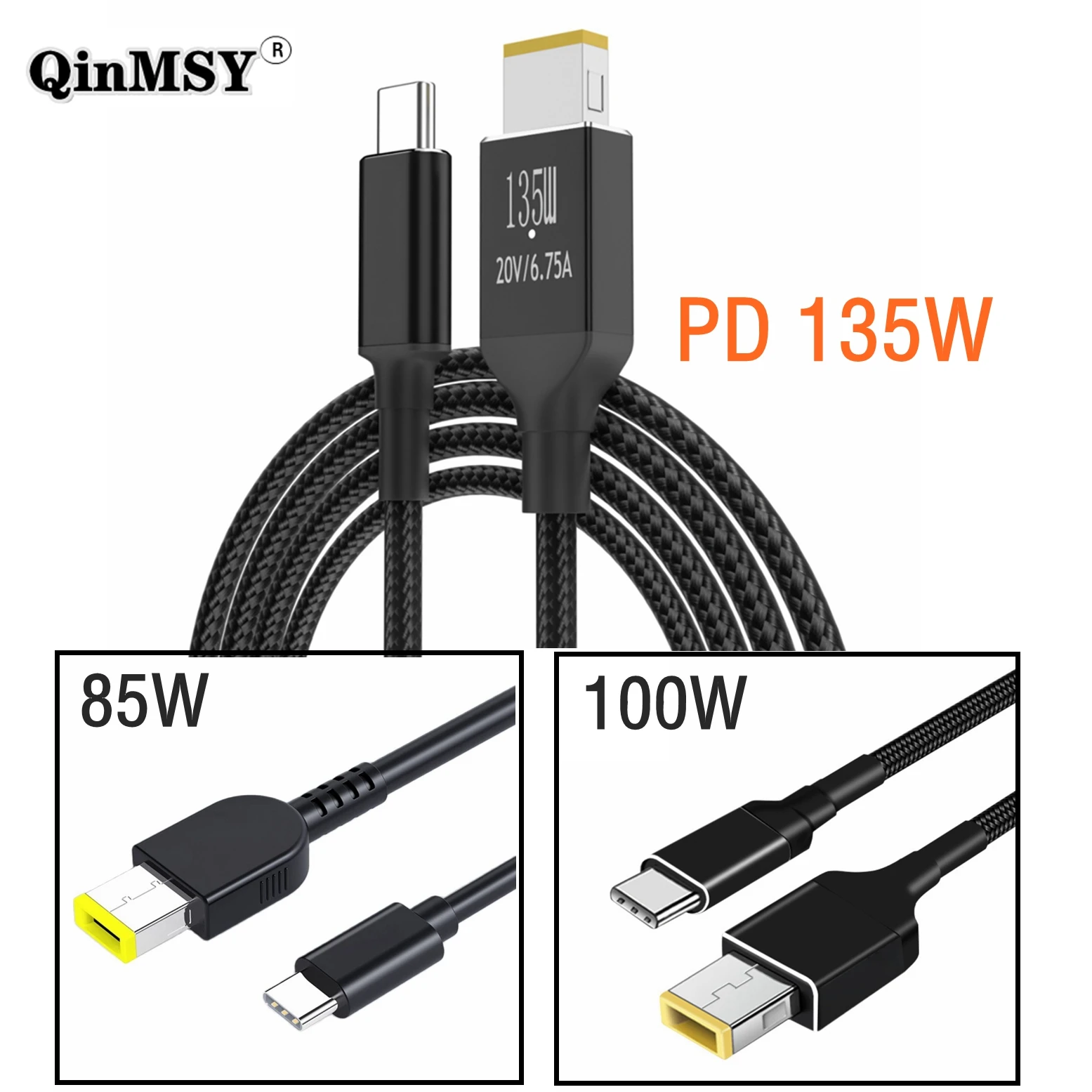 135W 65w 90w portátil 100W 6.25A tipo C PD cargador USB-C a USB Cable de punta cuadrada delgada Cable de alimentación para Lenovo Yoga 2 Pro 13 Thinkpad