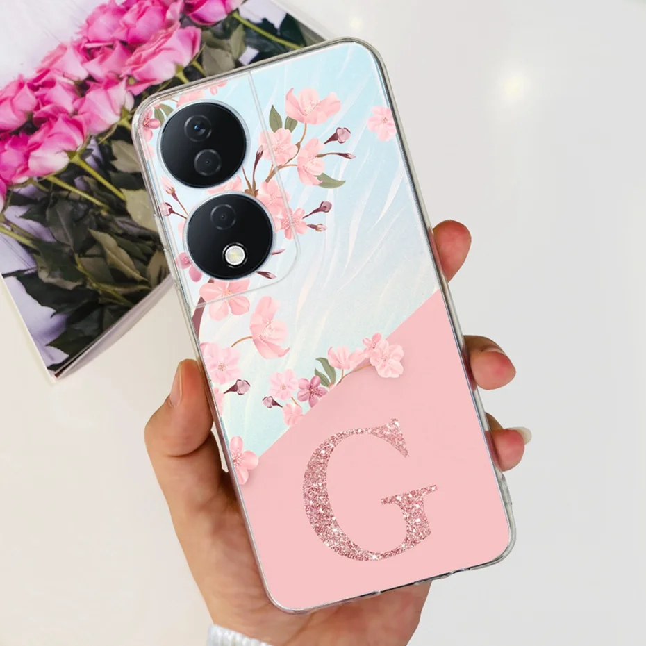 Funda para Honor X7b 2023, carcasa trasera de TPu de silicona suave con letras iniciales de flor antiniebla, parachoques de teléfono para Honor X7b X 7B 4G CLK-LX1 - imagen 5