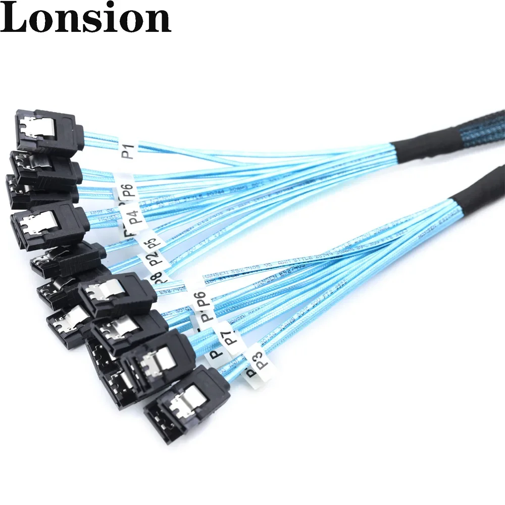 Cable de datos SATA 7P hembra de 8 puertos SATA de alta velocidad, 7 pines, 6Gbps, para disco duro SSD, unidad óptica, servidor, Host, 0,5 m/1m - imagen 5