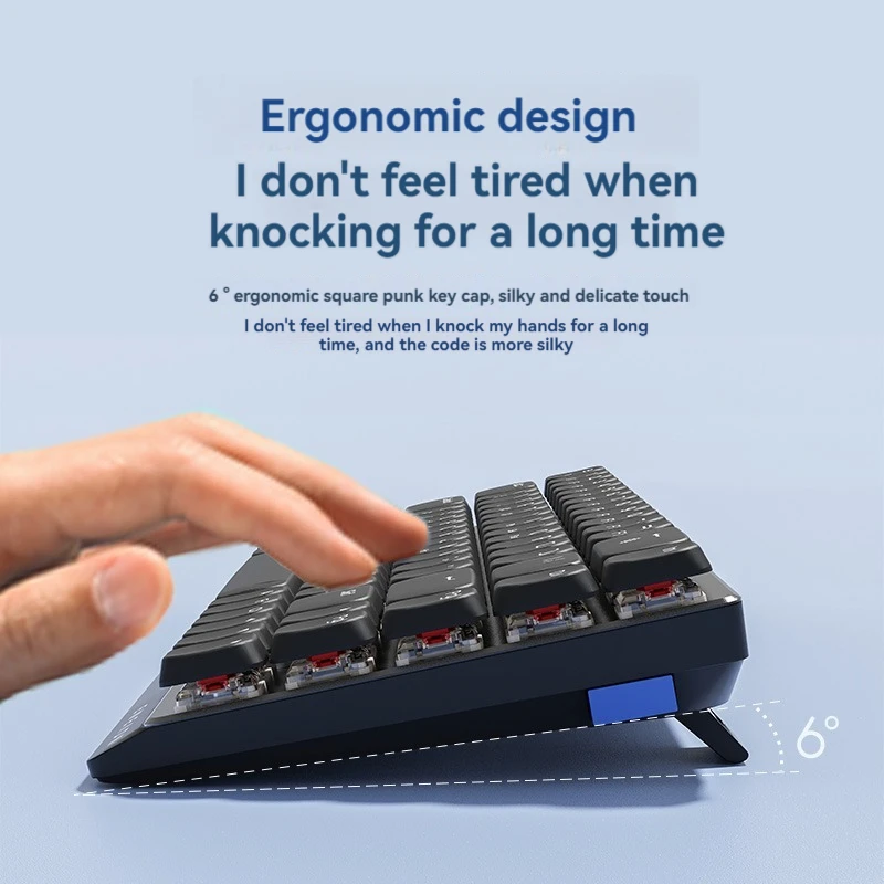 EWEADN-Teclado mecánico MK68 de bajo perfil, teclado inalámbrico con junta Bluetooth, portátil, personalizado, para oficina, juegos, PC, portátil, Ipad, 70% - imagen 4