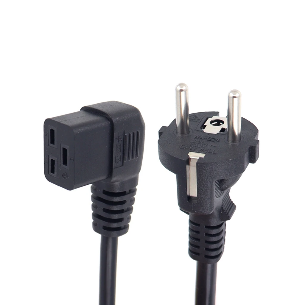 Cable de alimentación de enchufe de ángulo recto C19 a Europa para servidor/PDU, conectado al Cable de alimentación de CA C20, adaptador Schuko, Cable en forma de L