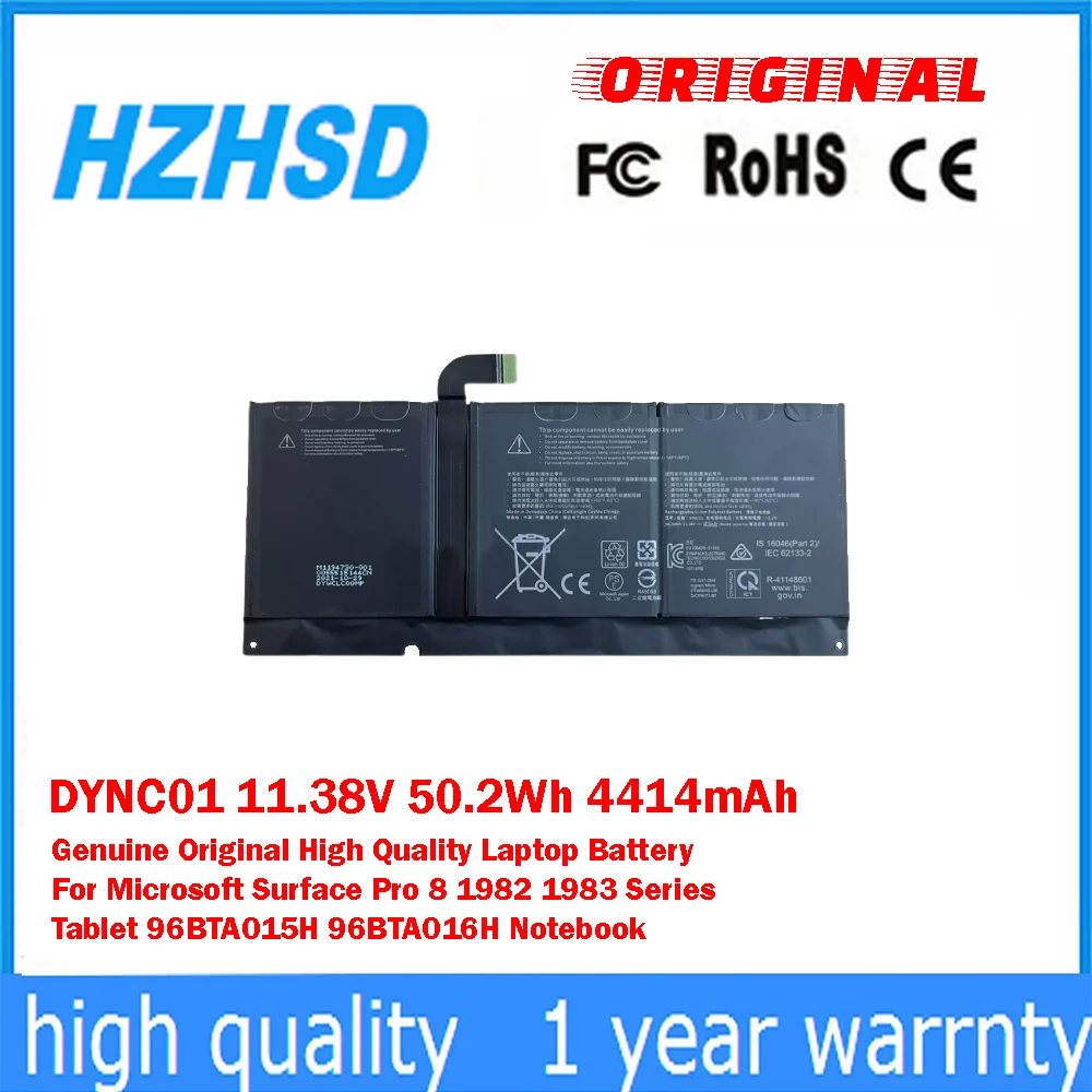 DYNC01 96BTA016H 11,38 V 50.2Wh 4414mAh batería Original genuina para ordenador portátil para tableta Microsoft Surface Pro 8 1982 1983 Series