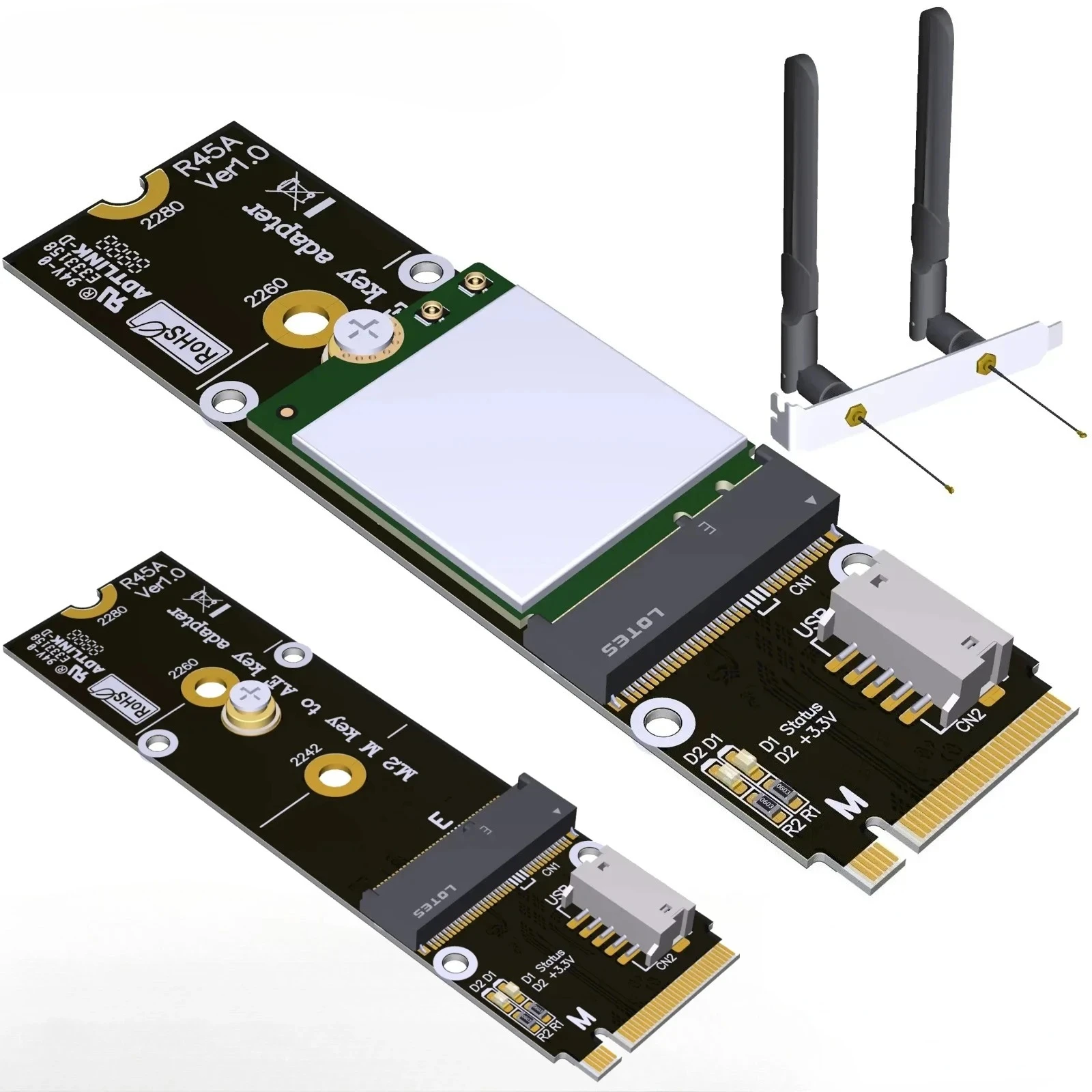 M.2 NVMe M Key 2280 a WiFi A/E Key 2230 tarjeta adaptadora Intel AX210 WiFi Bluetooth tarjeta de red inalámbrica PCI-E 4,0 X2 para QCNCM865 - imagen 3