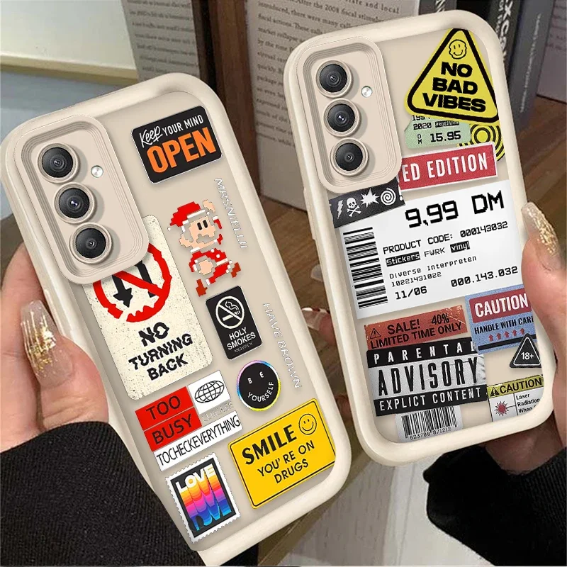 Mezcla de etiquetas, pegatinas de Collage, funda de silicona para Samsung Galaxy S25 S24 S23 Ultra S22 S21 Plus FE 5G A54 A34 A14 A73 A53 A33 5G - imagen 2