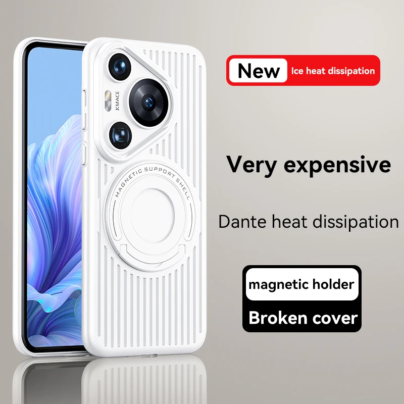 Funda magnética de carga inalámbrica para móvil, carcasa de plástico duro a prueba de golpes con soporte para Huawei Pura 70 Pura70 Pro Plus Ultra - imagen 3