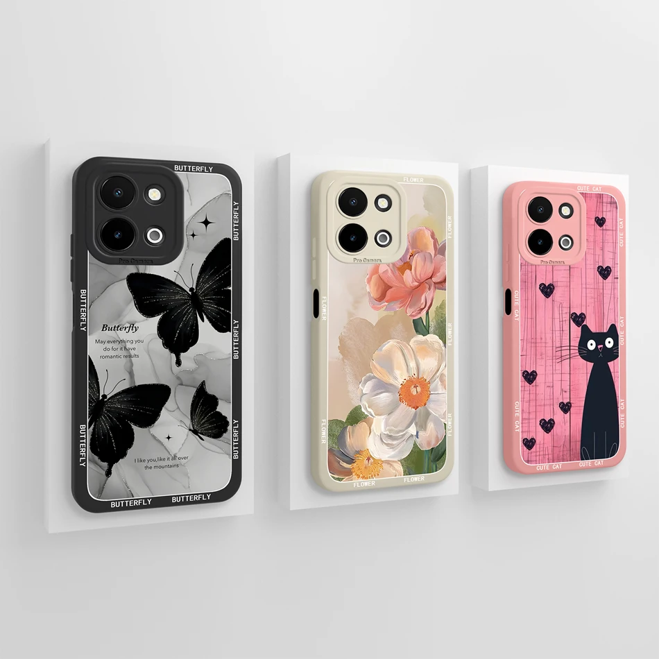 Para Vivo Y28 Y28S funda mariposa rosa suave Premium cubierta de teléfono de silicona líquida para Vivo Y 28 4G 5G parachoques protector anticaída