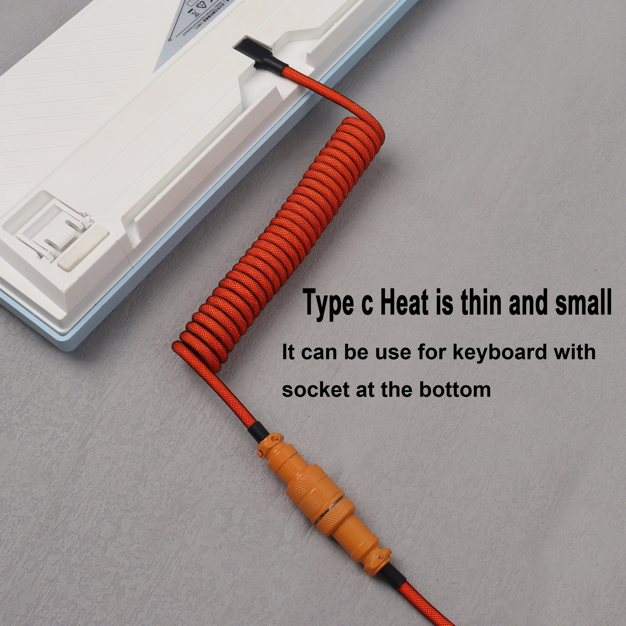 LANO-Cable en espiral para teclado mecánico doble USB C, conector de aviador GX16, interfaz de Cable tipo C, regalos para teclado de juego - imagen 4