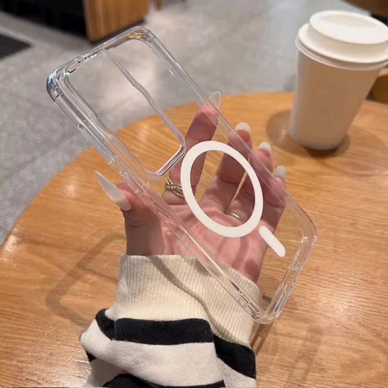 Funda de teléfono para Huawei P60 Pro Art, carga inalámbrica, Magsafe, magnética, a prueba de golpes, transparente, de silicona - imagen 4