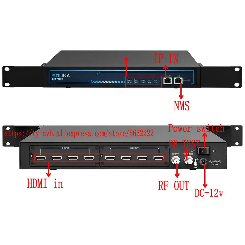 4/8 canales H264 Hdmi a Rf Dvb-t Dvb-c Atsc Isdbt Tdt modulador Catv frontal Hdmi codificador de vídeo modulador - imagen 3