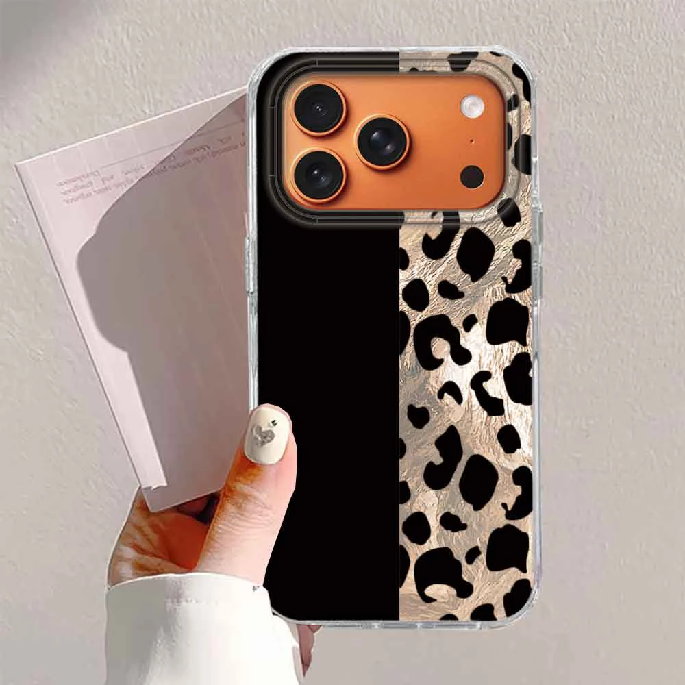 Funda de teléfono con estampado de leopardo y rayas marrones Retro para iphone 17 Air 16 15 14 13 11 12 Pro Max 7 8 Plus X XS XR SE 2022 2020 16e - imagen 5