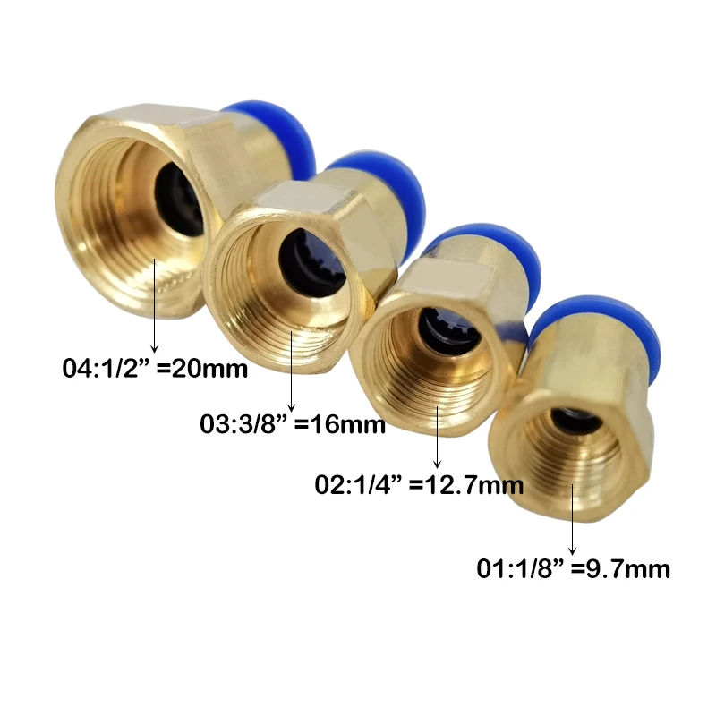 Conectores neumáticos hembra rectos de un toque, tipo PM OD, 4MM, 6MM, 8MM, 10MM, 12MM, rosca de 1/8 '', 1/4'', 3/8 '', 1/2'' - imagen 3