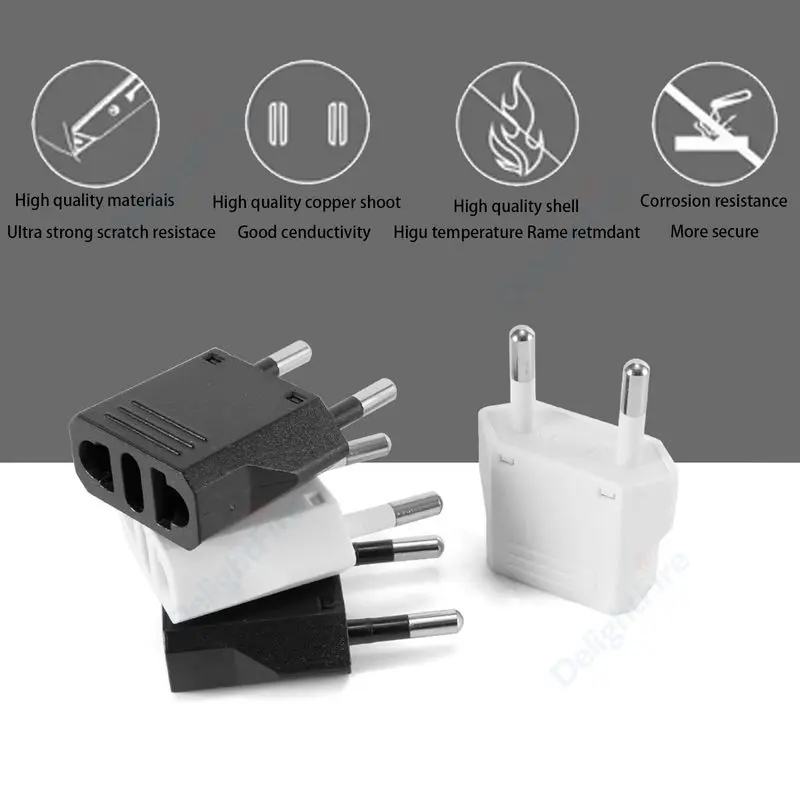 Adaptador de enchufe europeo CN AU JP, adaptador de enchufe de EE. UU. a UE, adaptador de viaje, convertidor de enchufe eléctrico KR Euro, toma de corriente CA, 1-100 Uds. - imagen 3