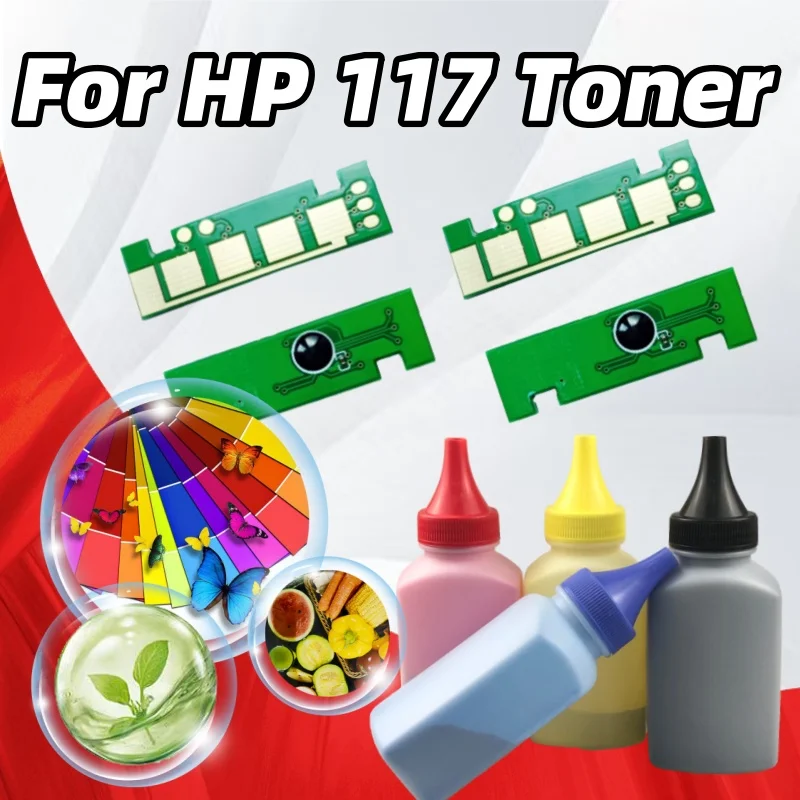 Chip de tóner 117A 117 y polvo de tóner para impresora HP W2070A W2071A W2072A W2073A para impresora HP 150a 150w 150nw MFP 178nw 179fnw