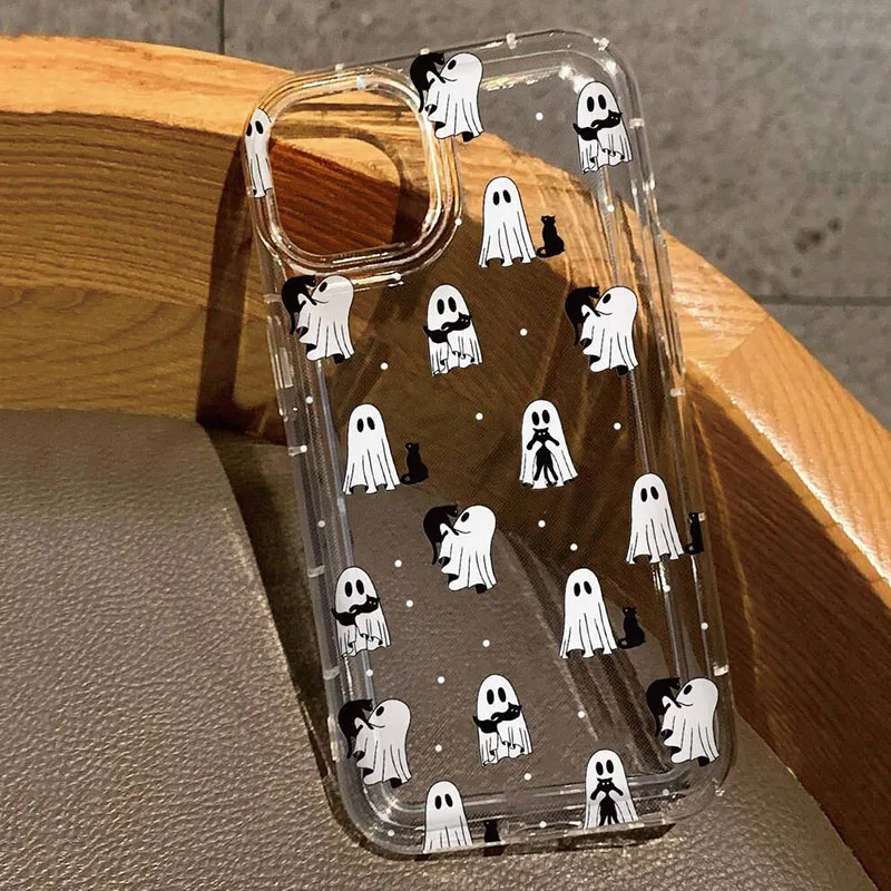 Funda de teléfono transparente con estampado de gatos fantasmas de Halloween para Xiaomi Redmi Note 13 12 11 Pro Plus 4G 5G 12S 10 9 9S Redmi 13C 4G funda suave