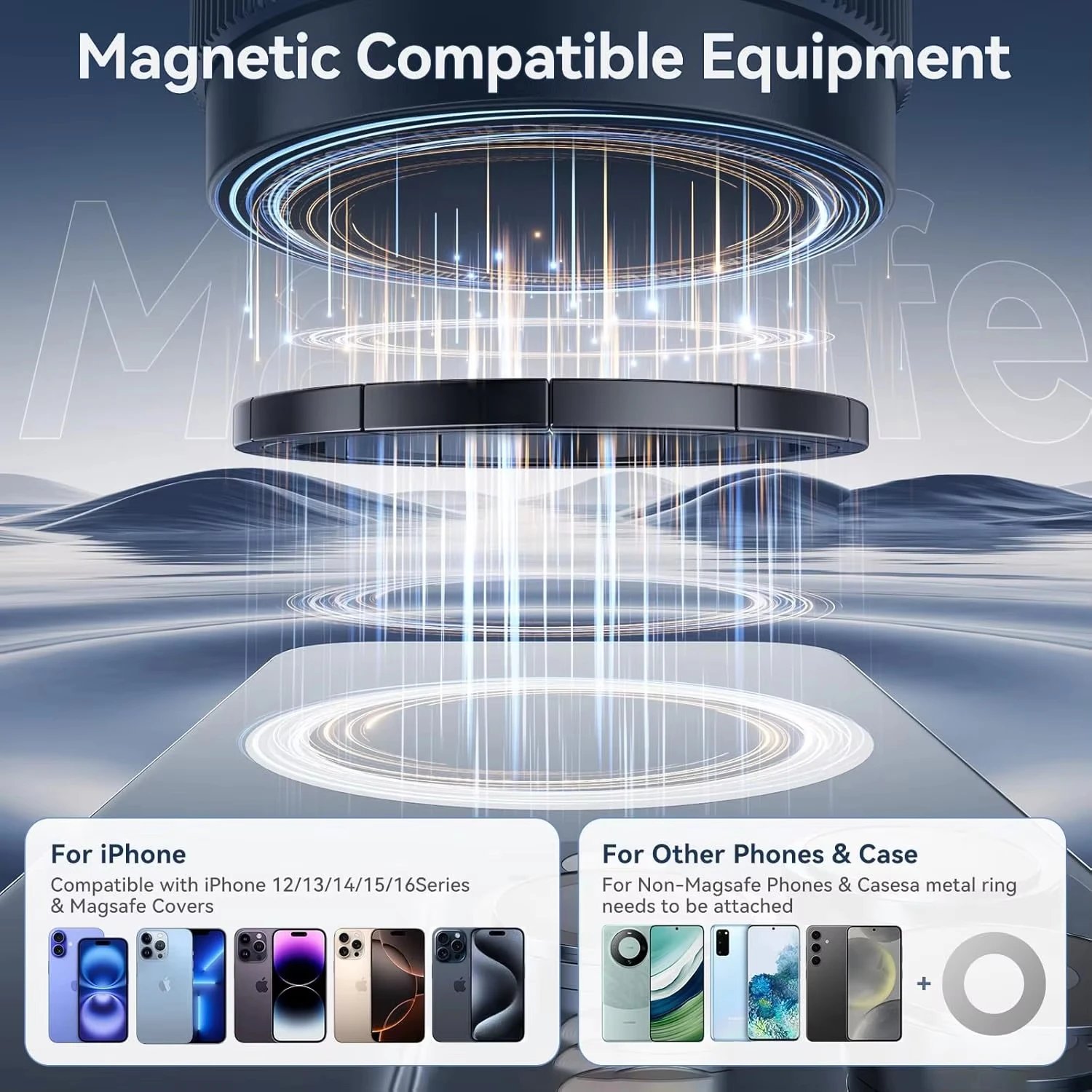 Soporte magnético para teléfono con succión al vacío K10 con rotación de 360 grados, soporte para teléfono plegable magnético manos libres para coche/superficie lisa - imagen 5