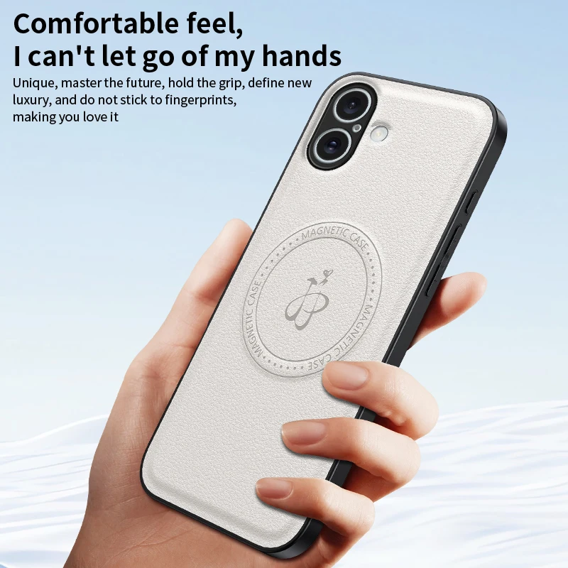 Funda magnética de cuero PU para iPhone 16 16e 15 14 13 12 Pro Max Plus, funda con imán mate suave para cámara completa Mag-safe - imagen 5