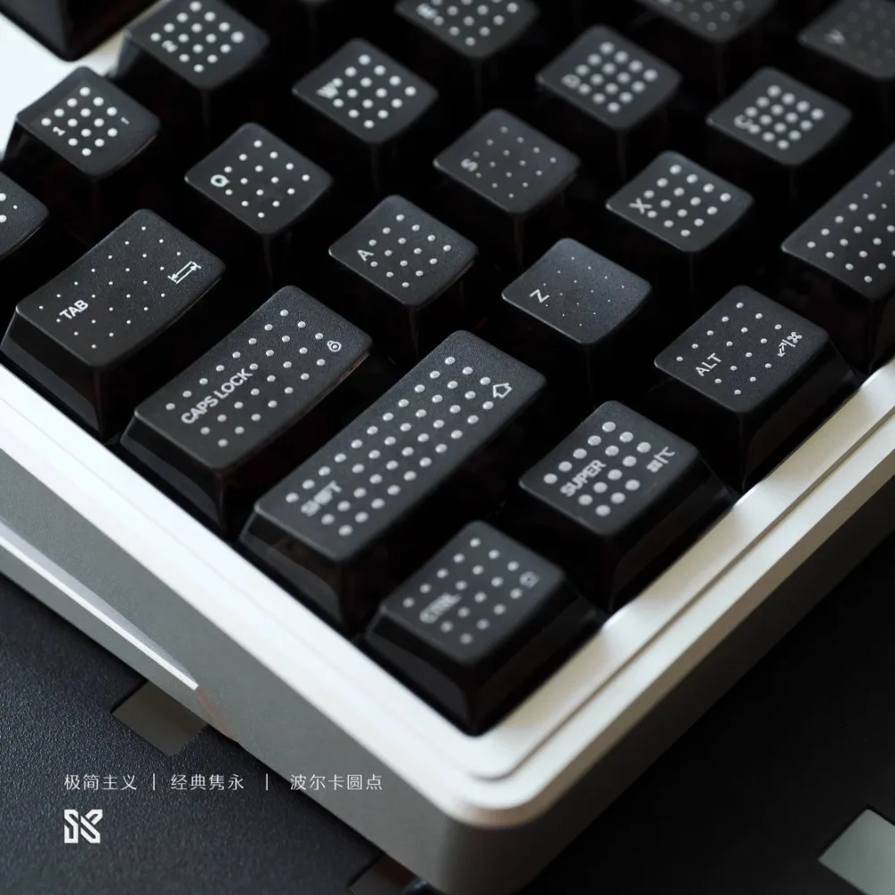 Juego de teclas con tema de punto negro, 142 teclas personalizadas, teclas artesanales de PC Cherry Proflie, teclado mecánico, accesorio de juego, regalo - imagen 5