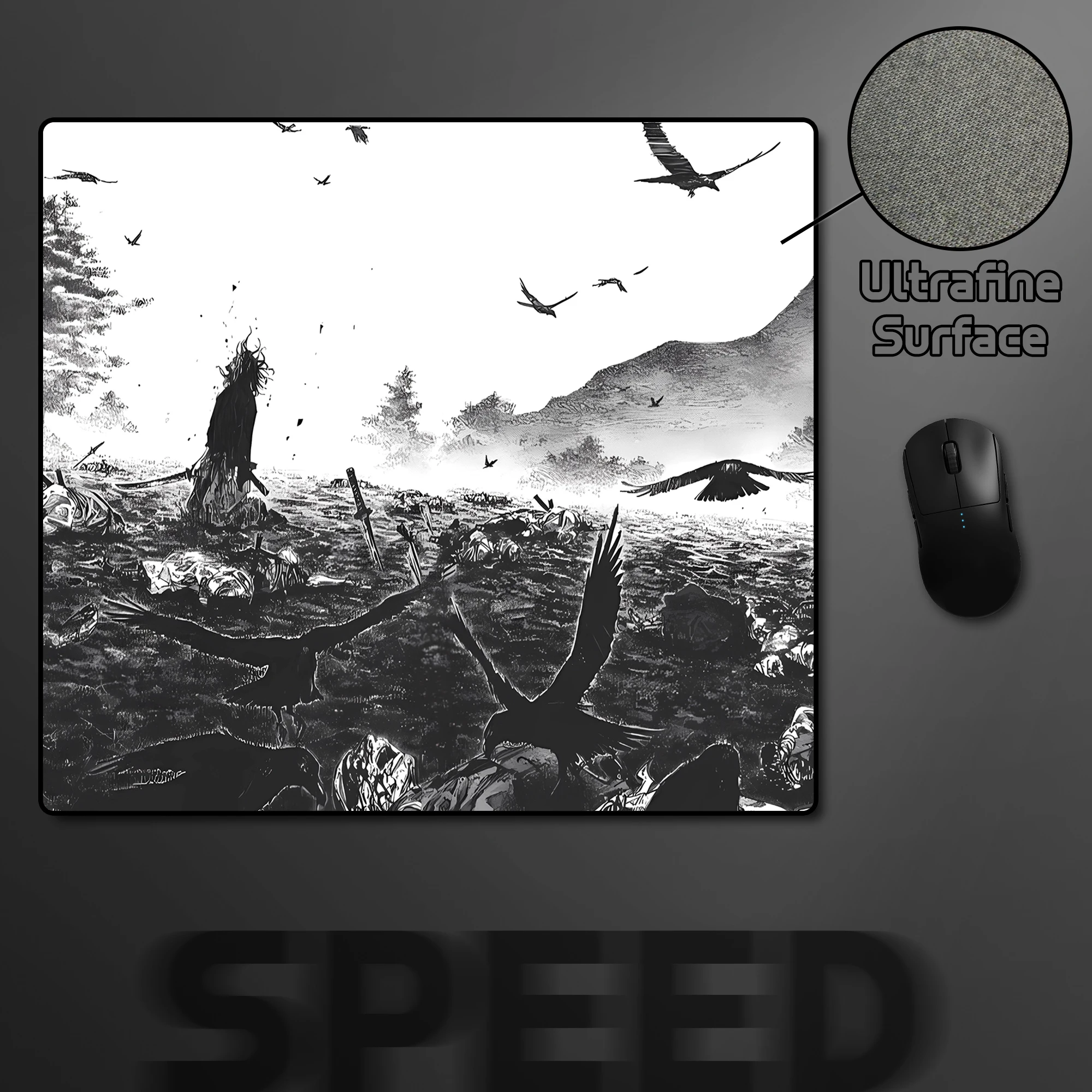 Alfombrilla de ratón Premium Speed Raven para Gamer, 40x45cm, alfombrilla de ratón para juegos electrónicos, alfombrilla de ratón profesional para juegos, alfombrilla de escritorio de superficie ultrafina