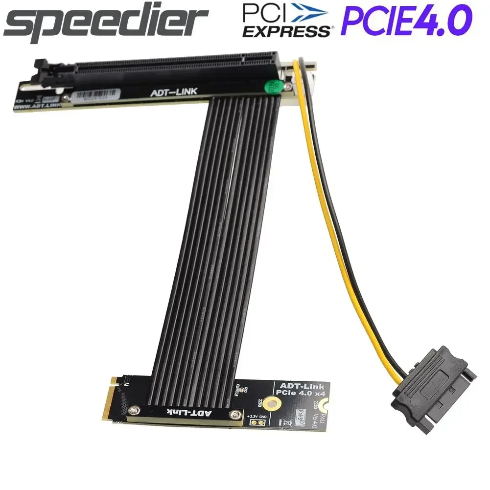 Adt-link-Cable de extensión Universal PCI-E 4,0x16 A M.2 NVMe SSD Gen 4 M2 Key M Riser Card adaptador w Sata Power GPU Jumper Cable - imagen 2