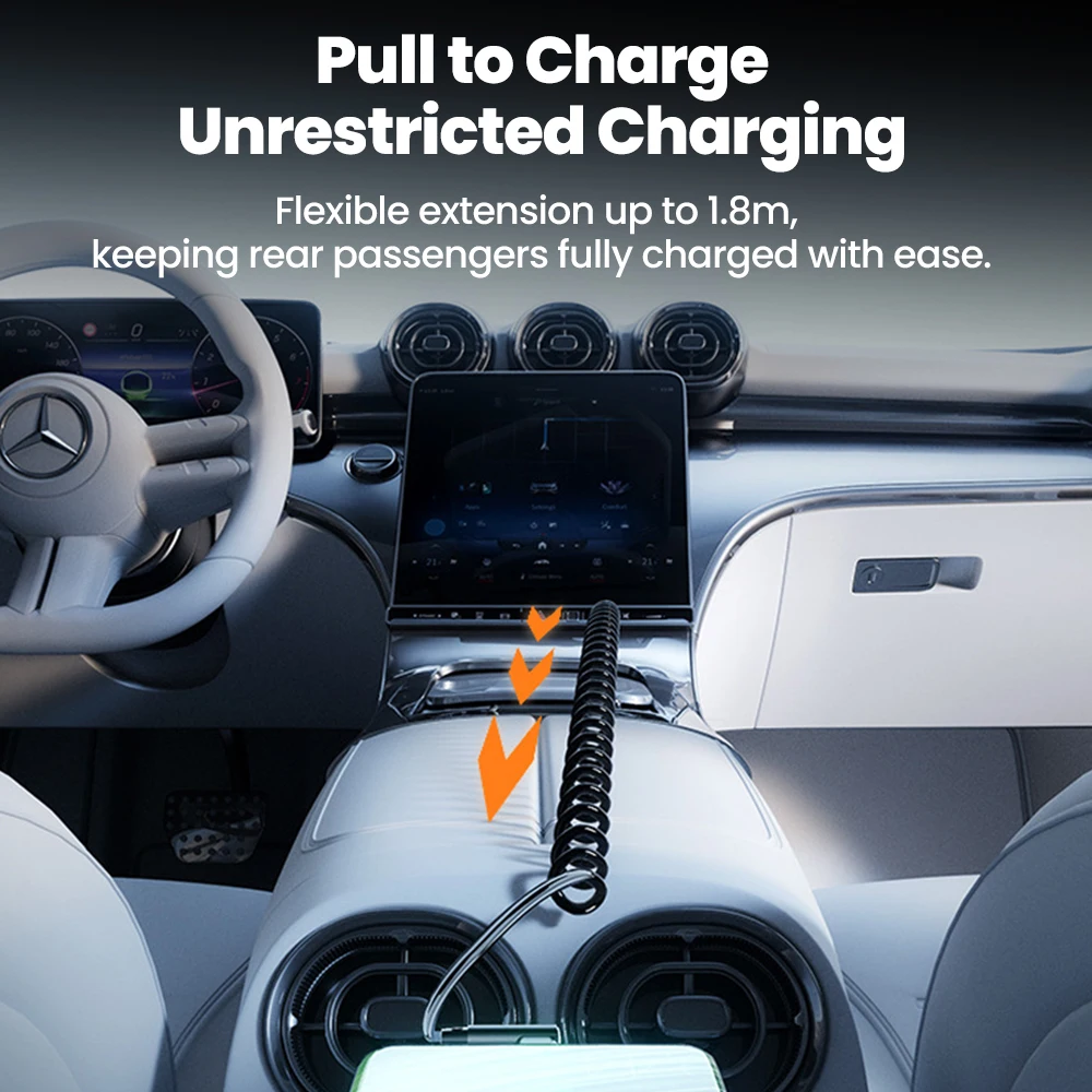 Cable de datos de resorte USB A a tipo C, codo 6A, Cable de carga rápida para Huawei, Cable cargador de teléfono de 1M y 1,8 M para iPhone 15 16 17 Samsung - imagen 5