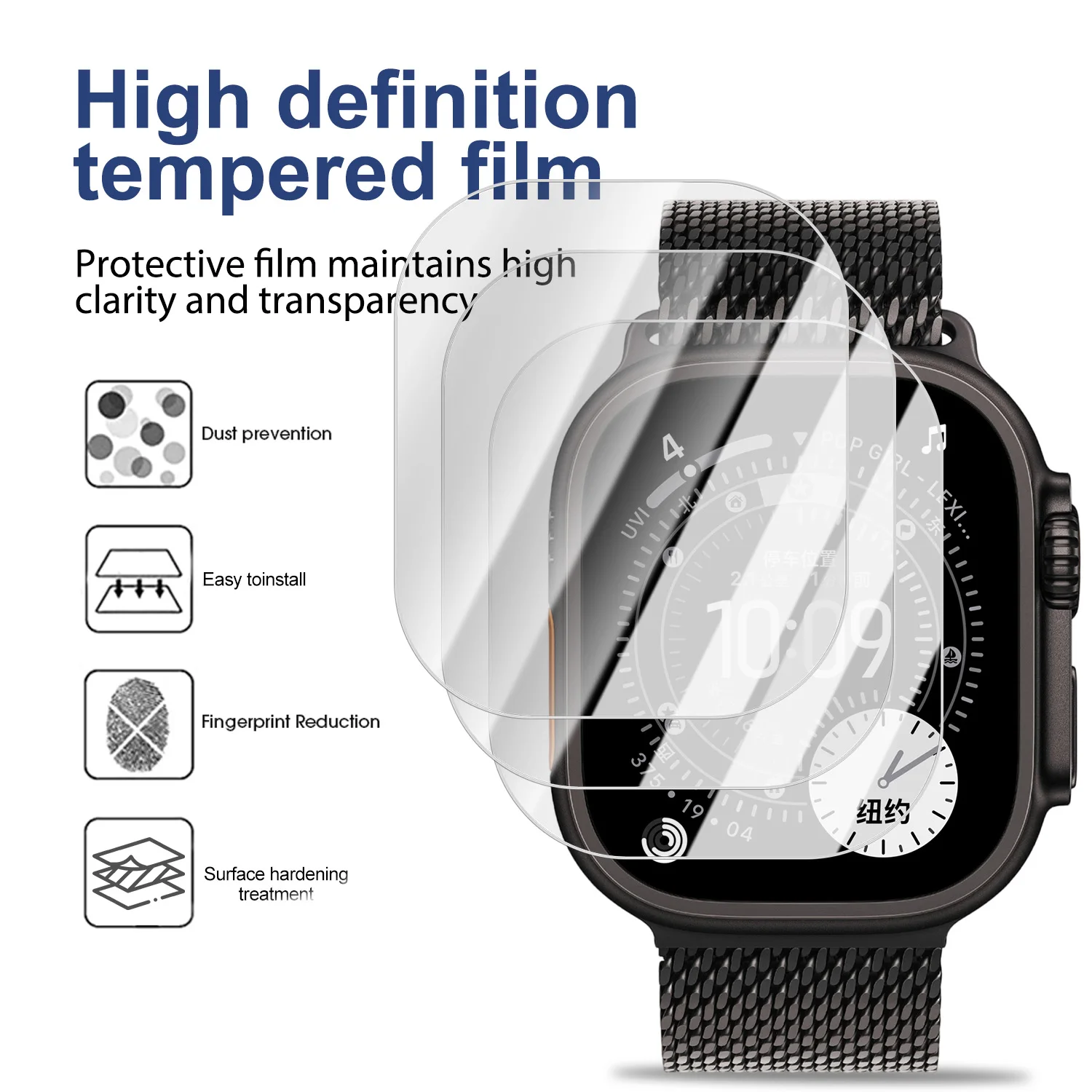 Protección de privacidad de vidrio templado para Apple Watch Ultra 1, 2, 3, 49mm, Protector de pantalla Anti Peep, Kit de fácil instalación sin polvo - imagen 2