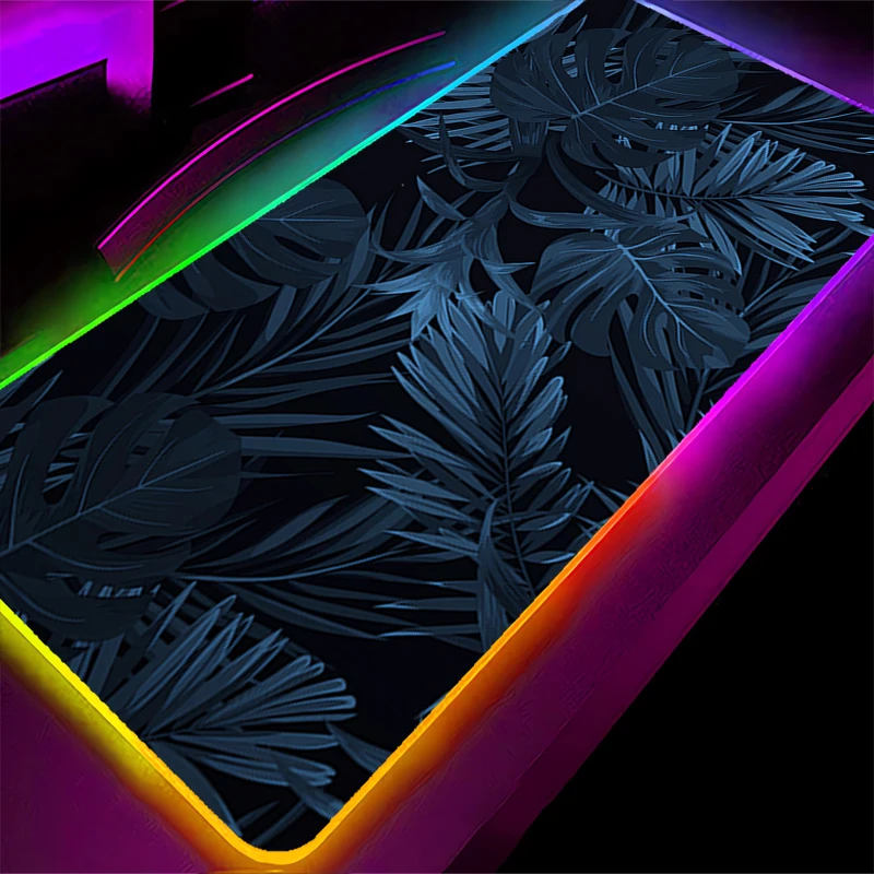 Alfombrilla de ratón LED RGB, alfombrilla para teclado de ordenador portátil, alfombrilla antideslizante para juegos de Anime, accesorios para PC, alfombrilla de ratón HD, alfombrilla de escritorio de plantas tropicales verdes de goma - imagen 3