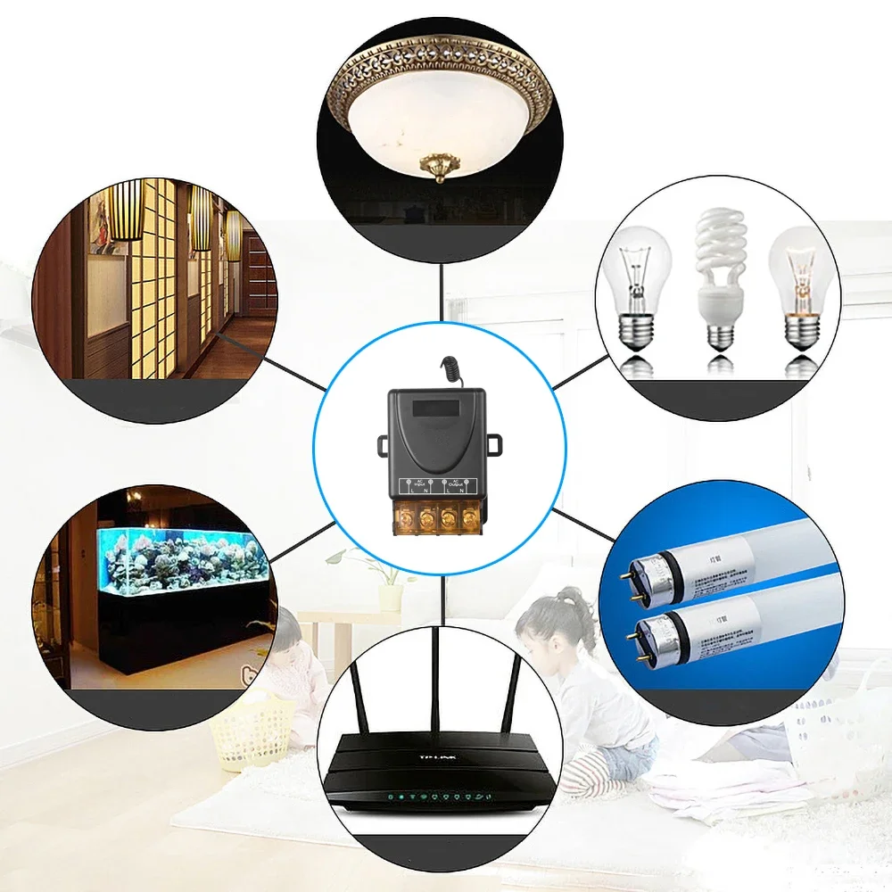 Interruptor de Control remoto inalámbrico de 433MHz, Control remoto de aprendizaje RF de 433MHz, CA 220V 30A, transmisor de control remoto de encendido y apagado - imagen 3