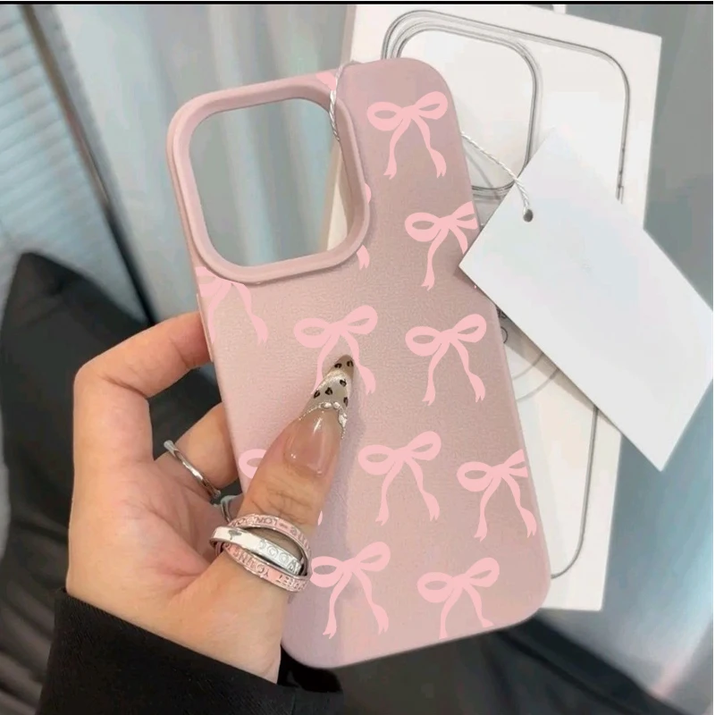 Funda de teléfono con lazo de corazón rosa para VIVO V60 Lite Y31 Y400 V50 V40 Lite Y04 Y29 Y100 Y19S Y35 V50 V30E, funda con patrón de lichi - imagen 2