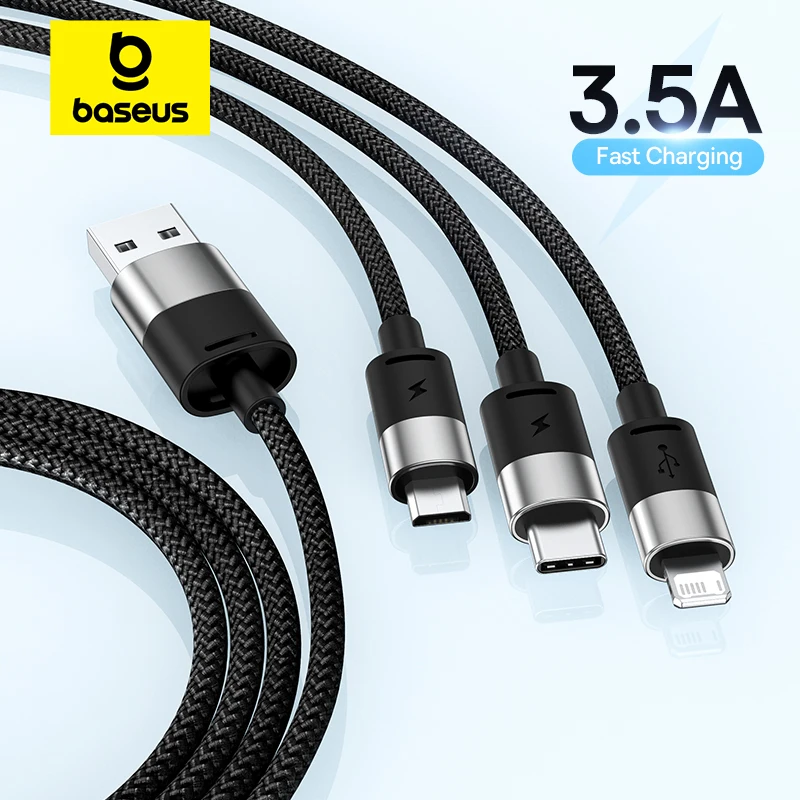 Baseus Cable 3 en 1 USB-C para iPhone 14/13/12 Pro/11 y MacBook - imagen 3