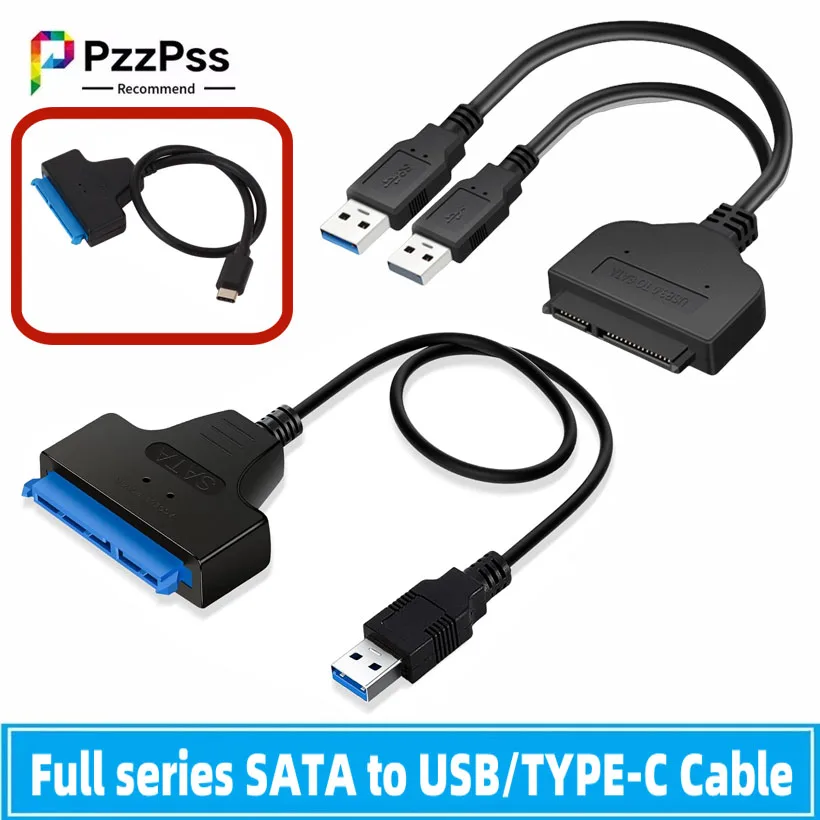 Cable SATA a USB 3,0/2,0 TYPE-C para HDD SSD de 2,5 ", convertidor adaptador USB a SATA III de 6Gbps para disco duro externo de 22 pines - imagen 2