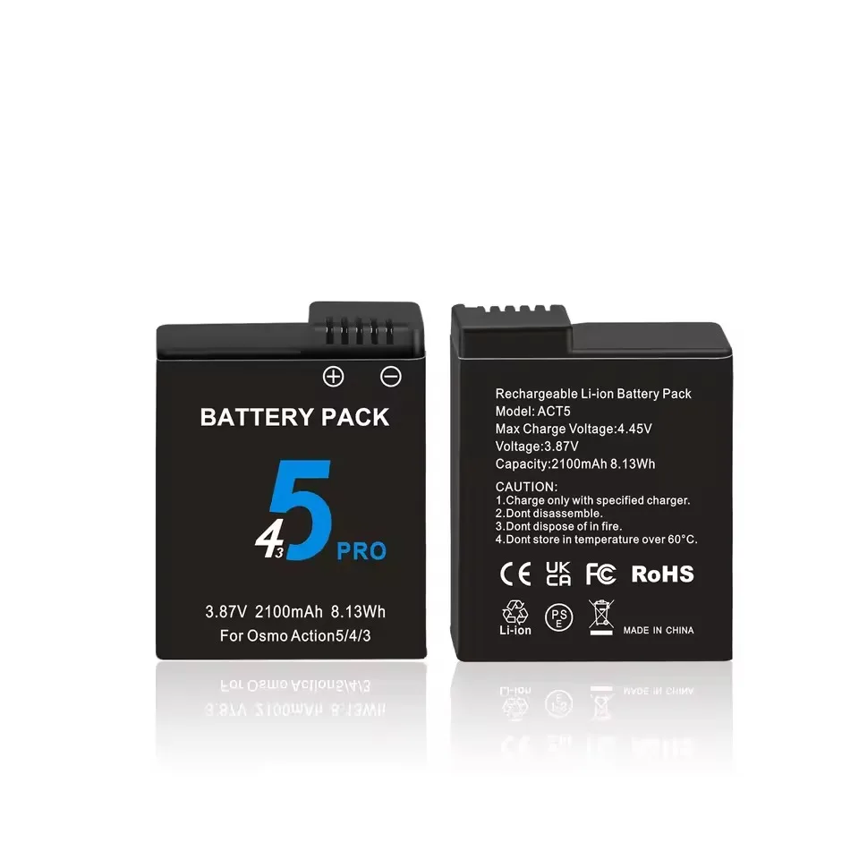 Batería de 2100mAh para DJI Osmo Action 5 Pro, baterías para cámara de acción, 2 ranuras, cargador rápido, batería para Osmo 3 4 5 Pro, accesorios - imagen 5