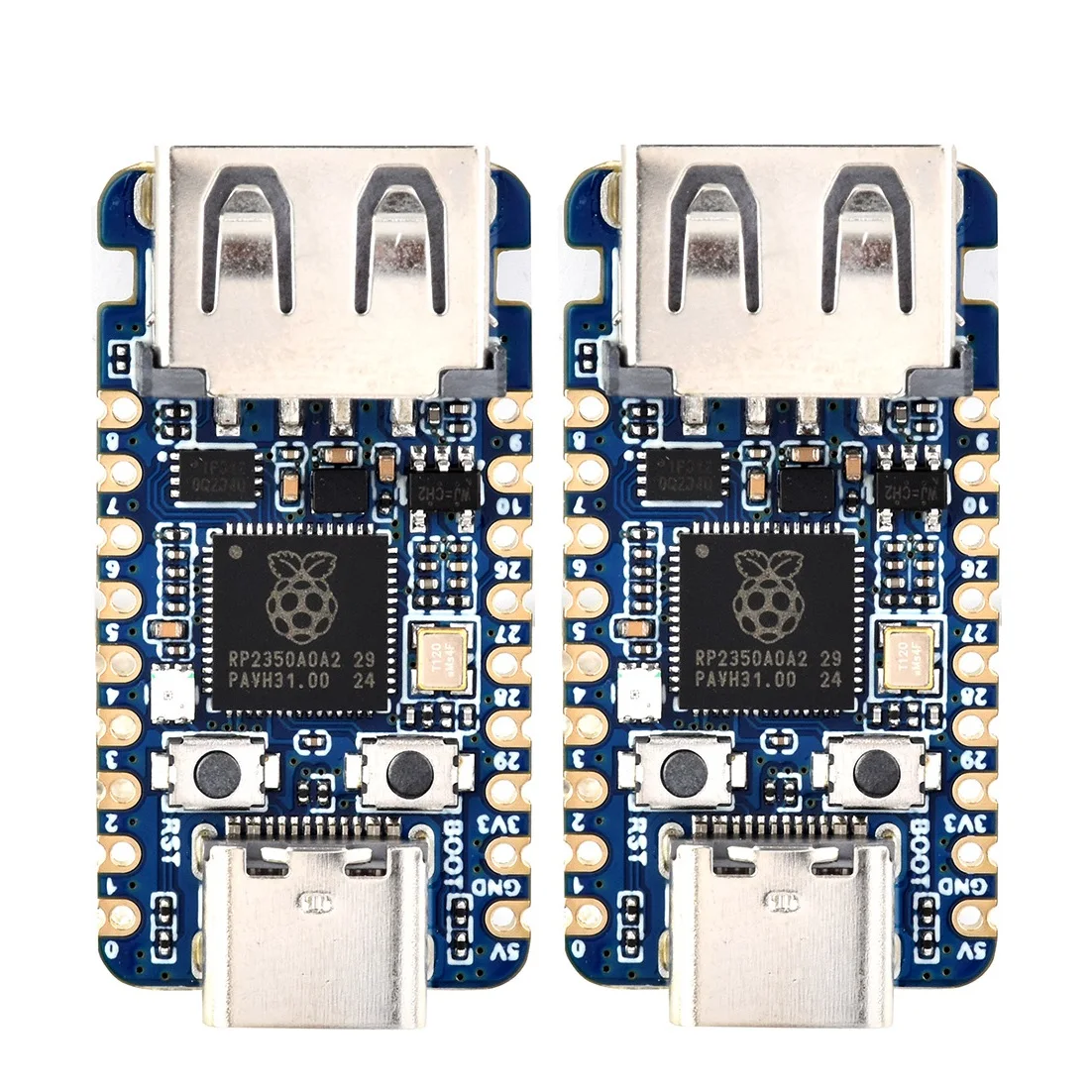 Mini placa de desarrollo RP2350, equipada con una puerto de expansión USB tipo A integrado, compatible con transmisión USB 2.0/1.1