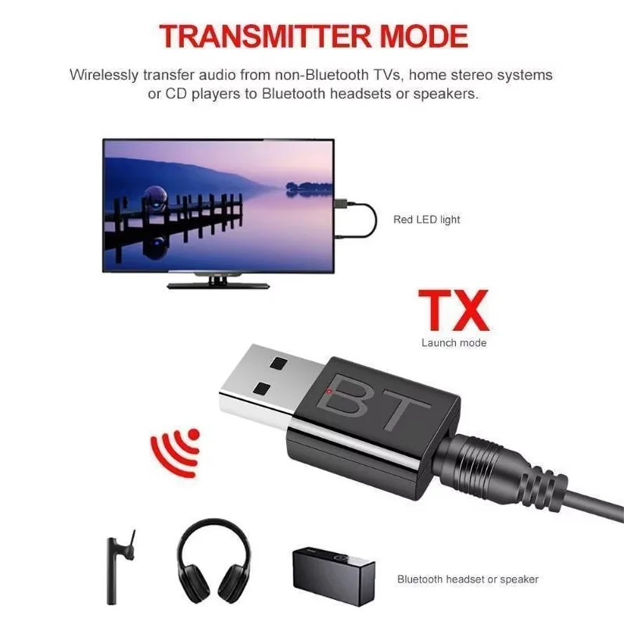 Receptor USB Bluetooth 5,0, adaptador inalámbrico Bluetooth, conector auxiliar de 3,5mm para PC, música de coche, adaptador de Audio estéreo auxiliar para auriculares de TV - imagen 3