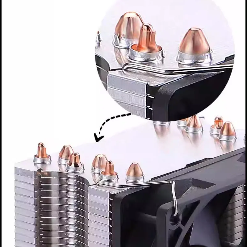 Enfriador de procesador de CPU X99, Ventilador silencioso de 4 pines, 6 tubos de calor 2011 1700, Ventilador de refrigeración de CPU para Intel LGA 1150 1151 1155 X79 AM4 AM3 - imagen 4