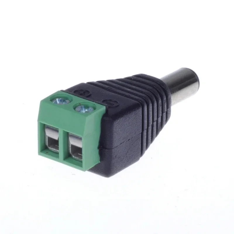 100 unids/lote 2,1mm x 5,5mm hembra macho adaptador de enchufe de alimentación CC para cámara CCTV