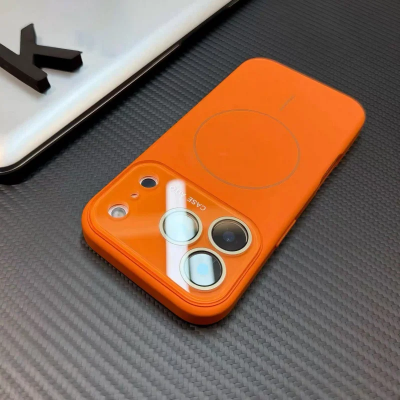 Funda magnética líquida de lujo para lente de cristal Magsafe para iPhone 17 Air 16 15 14 13 12 Pro Max carga inalámbrica cubierta suave y suave - imagen 2