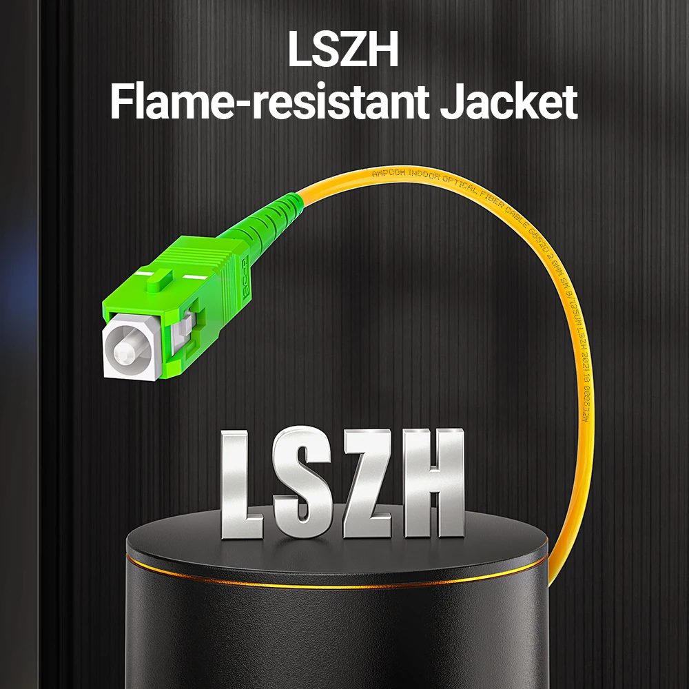 AMPCOM SC a SC APC Fibra óptica, cable de fibra simple monomodo SMF 9/125μm Cable de fibra óptica insensible de 2,0 mm con curva monomodo - imagen 2