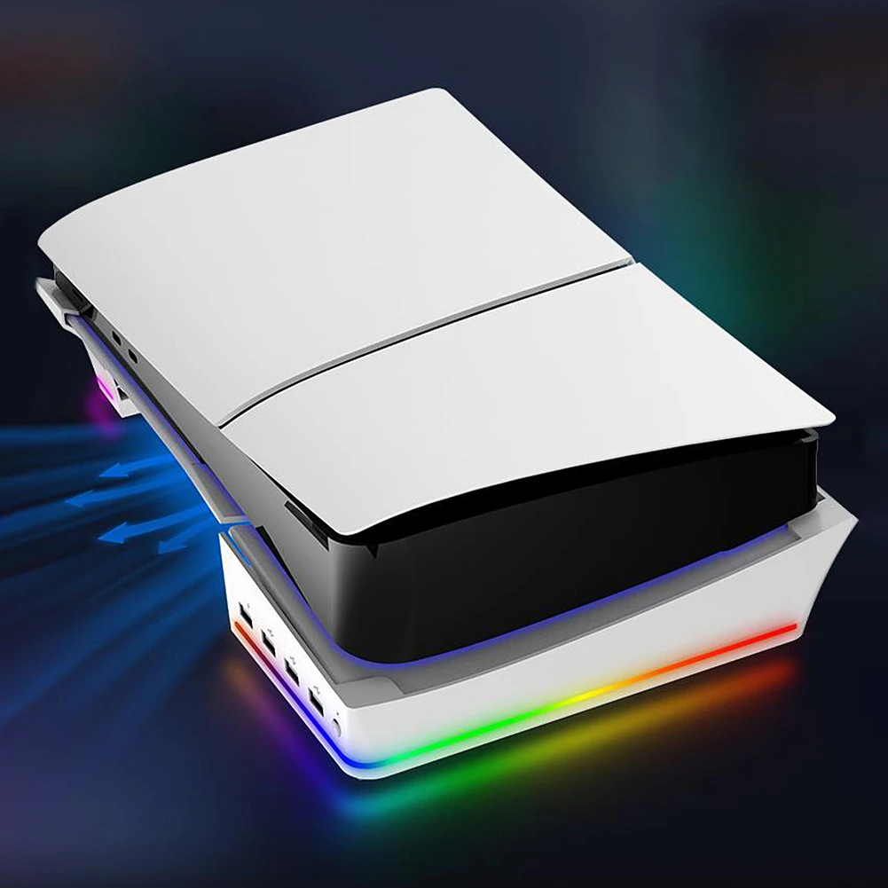 Soporte de refrigeración Horizontal para PS5 Slim, Base con 4 USB Hub, soporte para PS5 Slim, edición Digital y Edición de Disco - imagen 3